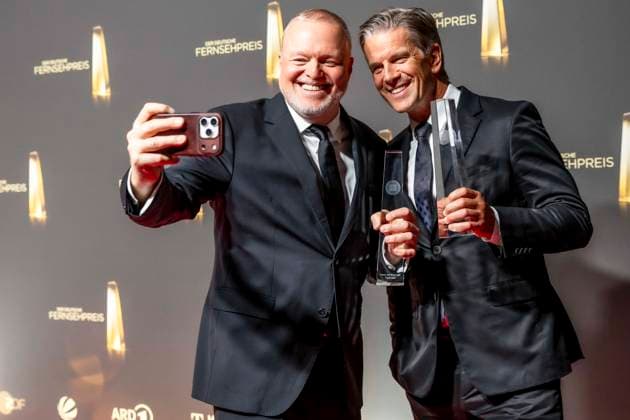 ABB TV AWARD Stefan Raab and Markus Lanz, winners of the TV Award, appear on the red carpet at the gala ceremony for the 2026 German TV Award at the Confex Center on September 9, 2026, in Cologne, North Rhine-Westphalia, Germany