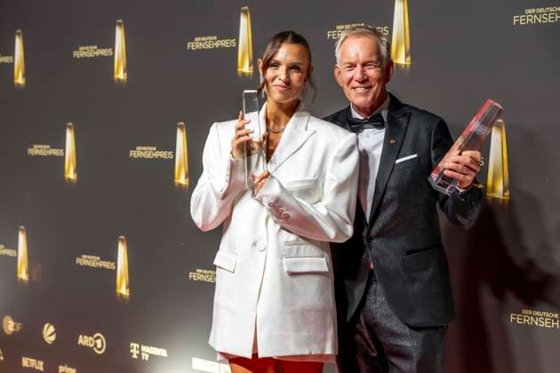 ABB TELEVISION AWARD Johannes B. Kerner and Laura Wontorra, winners of the Television Award, appeared on the red carpet at the gala for the 2026 German Television Award ceremony at the Confex Center on September 9, 2026, in Cologne, North Rhine-Westphalia, Germany