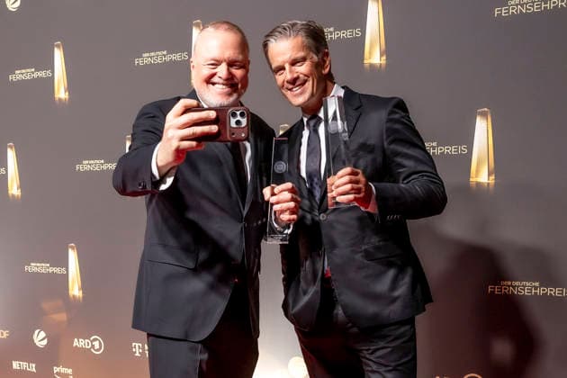 ABB TV AWARD Stefan Raab and Markus Lanz, winners of the TV Award, appear on the red carpet at the gala for the 2026 German TV Award ceremony at the Confex Center on September 9, 2026, in Cologne, North Rhine-Westphalia, Germany