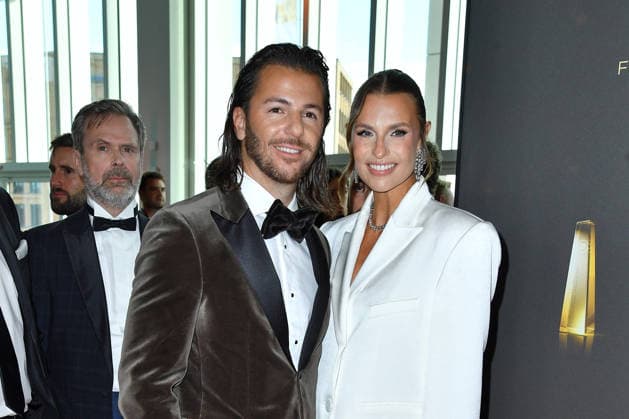 Riccardo Basile and Laura Wontorra at the German Television Awards ceremony at the Confex Center in Cologne on September 9, 2026