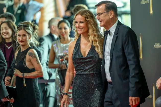 ABB TELEVISION AWARD: Katja Burkhard, host, and Hans Mahr as guests on the red carpet at the gala for the 2026 German Television Award ceremony at the Confex Center on September 9, 2026, in Cologne, North Rhine-Westphalia, Germany