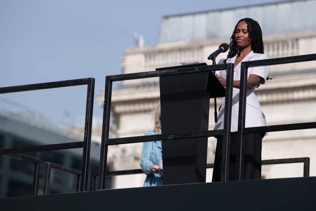 Fourth Plinth Unveiling at Trafalgar Square, London, UK - 10 September, 2026 American Artist Tschabalala Self speaks at the unveiling of her artwork Lady In Blue on the Fourth Plinth at Trafalgar Square, London, England, UK on Thursday 10 September, 2026., Credit:Justin Ng Avalon UK, England, London, Trafalgar Square Copyright: xJustinxNgx xAvalonx 1133037728
