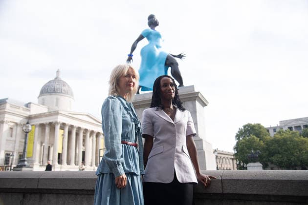 Fourth Plinth Unveiling at Trafalgar Square, London, UK - 10 September, 2026 Justine Simons - Deputy Mayor for Culture and Creative Industries in London and American Artist Tschabalala Self pose with Self s artwork Lady In Blue on the Fourth Plinth at Trafalgar Square, London, England, UK on Thursday 10 September, 2026., Credit:Justin Ng Avalon UK, England, London, Trafalgar Square Copyright: xJustinxNgx xAvalonx 1133037786