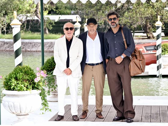IPA88348000 - Venice, 83rd Venice International Film Festival 2026 - Day 9 - Arrivals at the Excelsior Hotel™s pier - Pictured: Pierfrancesco Favino, Giovanni Veronesi, Silvio Orlando  Copyright: xSimonexComix xPoolxPhotoxEventsx08x IPA88348000