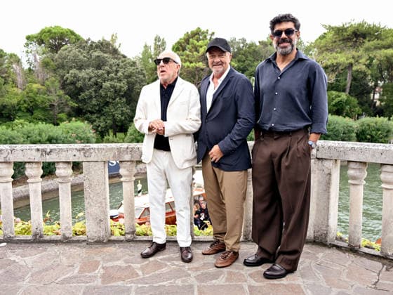 IPA88348030 - Venice, 83rd Venice International Film Festival 2026 - Day 9 - Arrivals at the Excelsior Hotel™s pier - Pictured: Pierfrancesco Favino, Giovanni Veronesi, Silvio Orlando  Copyright: xSimonexComix xPoolxPhotoxEventsx08x IPA88348030