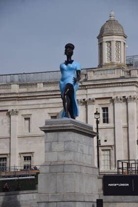 September 10, 2026, London, England, United Kingdom: A new fourth plinth sculpture Lady In Blue by artist Tschabalala Self is unveiled in Trafalgar Square. London United Kingdom - ZUMAv130 20260910_zip_v130_009 Copyright: xVukxValcicx
