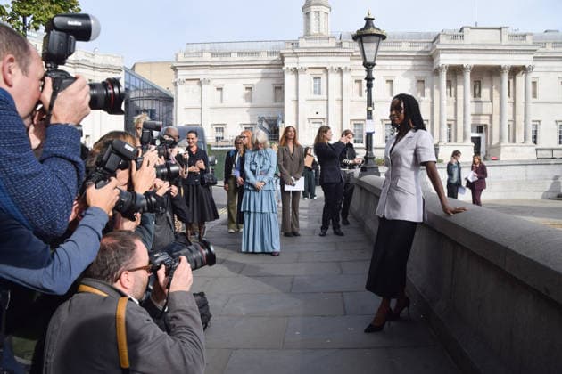 September 10, 2026, London, England, United Kingdom: Artist TSCHABALALA SELF poses for photographs next to her artwork Lady In Blue , the new fourth plinth sculpture in Trafalgar Square. London United Kingdom - ZUMAv130 20260910_zip_v130_027 Copyright: xVukxValcicx
