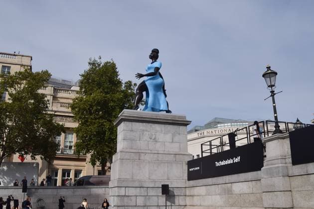September 10, 2026, London, United Kingdom: The new Fourth Plinth sculpture entitled Lady In Blue by artist Tschabalala Self is unveiled in Trafalgar Square..The sculpture is the 16th Fourth Plinth commission to date. London United Kingdom - ZUMAs197 20260910_aaa_s197_034 Copyright: xVukxValcicx
