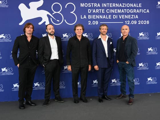 IPA88352035 - Venice, 83rd Venice International Film Festival 2026 - Day 9. Photocall for the film Be Brave. Pictured: Francesco Carrozzini (director), Renzo Rosso (lead actor), Lorenzo Mieli (producer OUR Films), and Roberto Beragnoli (creative AI director)  Copyright: xAlbertoxTerenghix xPoolxPhotoxEventsx08x IPA88352035