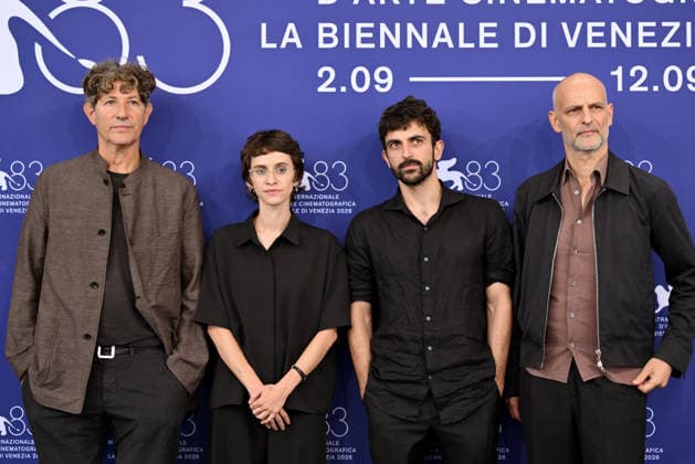 September 10, 2026, Venice, Rome, Italy: Producer Paul Lewis, directors Rachel Szor and Yuval Abraham, and producer Jim Wilson during the photocall for the film Naza, at the 83rd Venice Film Festival. Venice, September 10, 2026 Venice Italy  - ZUMAa289 20260910_zia_a289_033 Copyright: xMariaxLauraxAntonellix xAgfx