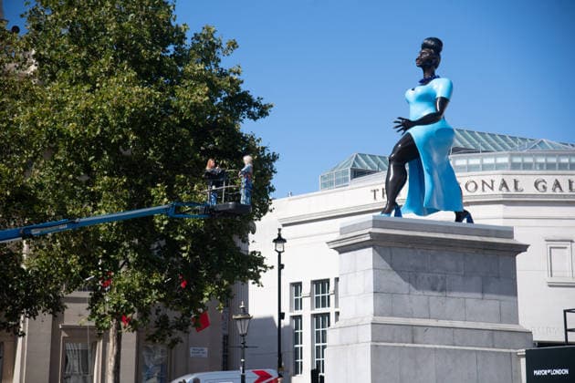 Fourth Plinth Unveiling at Trafalgar Square, London, UK - 10 September, 2026 A general view of Lady in Blue by American Artist Tschabalala Self as it is unveiled on the Fourth Plinth at Trafalgar Square, London, England, UK on Thursday 10 September, 2026., Credit:Justin Ng Avalon UK, England, London, Trafalgar Square Copyright: xJustinxNgx xAvalonx 1133069064