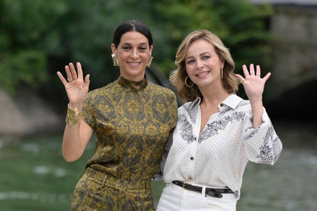 Arrives at Lido dock in Italy - 10 Sep 2026 Donatella Finocchiaro (L) and Violante Placido (R) seen at the Hotel Excelsior pier in Lido for 83 Venice Film festival. Venice Lido Italy Copyright: xMarioxCartellix xSOPAxImagesx _DSC3072