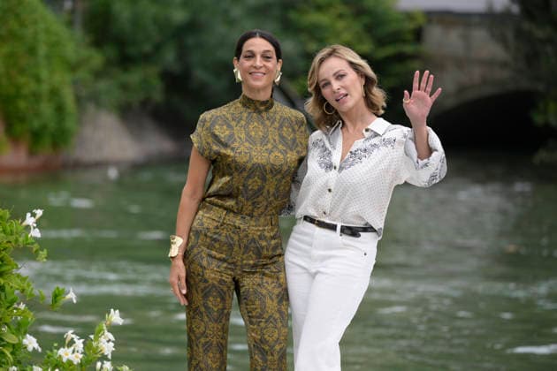 Arrives at Lido dock in Italy - 10 Sep 2026 Donatella Finocchiaro (L) and Violante Placido (R) seen at the Hotel Excelsior pier in Lido for 83 Venice Film festival. Venice Lido Italy Copyright: xMarioxCartellix xSOPAxImagesx _DSC3069