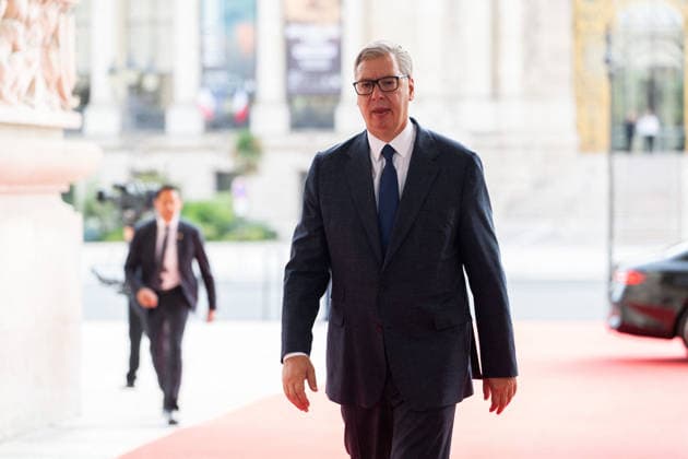Arrivals at the International Space Summit - Paris Serbian President Aleksandar Vucic arrives at the International Space Summit at the Grand Palais in Paris, France on September 10, 2026. Photo by Jeanne Accorsini Pool ABACAPRESS.COM Paris France  Copyright: xAccorsinixJeanne Pool ABACAx