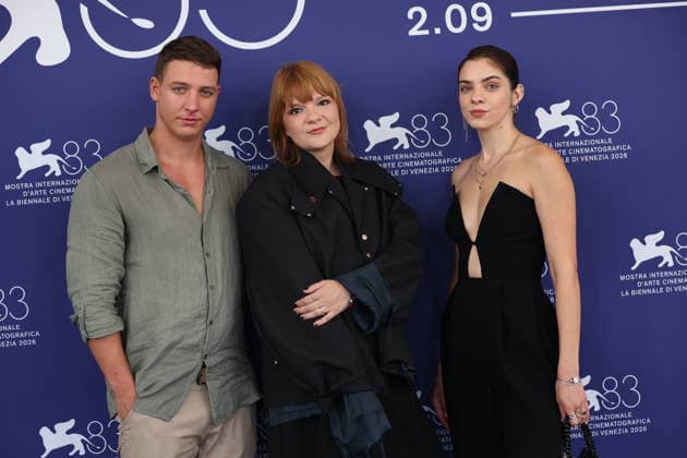 83rd Venice International Film Festival in Venice, Italy - 10 Sep 2026. Andrija Krivokapi?, Jelena Maksimovi? and Lena Trifunovi? attend the photocall of the film Do Kraja Dana (Until the Day Ends) during the 83rd Venice International Film Festival. Venice Italy Copyright: xMarcoxBaradax xSOPAxImagesx 078A6069