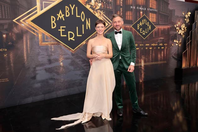 Liv Lisa Fries and Volker Bruch attend the premiere of the fifth and final season of the series *Babylon Berlin* on September 10, 2026, at the Zoo Palast in Berlin, Germany. Premiere of the fifth and final season of the series *Babylon Berlin* in Berlin, Germany