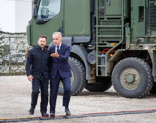 September 10, 2026, Calgary, Ab, CANADA: Prime Minister Mark Carney, right, and Volodymyr Zelenskyy, president of Ukraine, arrive to sign agreements in Calgary, Alta., Thursday, Sept. 10, 2026. Calgary CANADA - ZUMAc35_ 20260910_zaf_c35_049 Copyright: xJeffxMcintoshx