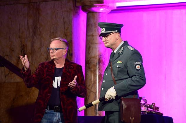 Uwe Steimle and Jörg Wachsmuth at the Nu Keen Getue, keen Gemache event in the historic Art Nouveau department store in Görlitz, September 10, 2026 Copyright: xMatthiasxWehnertx