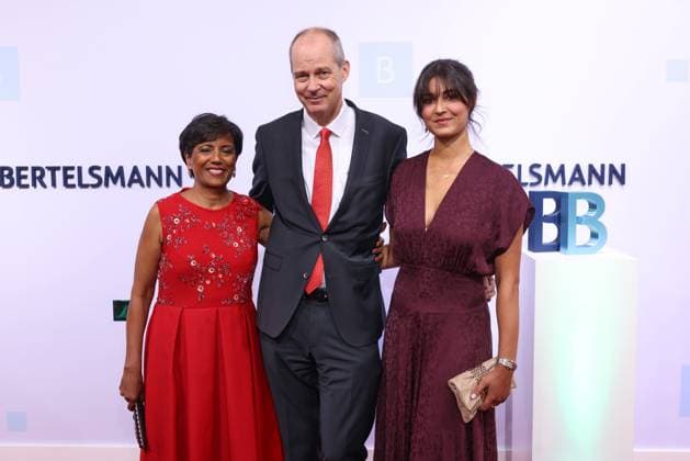 Bertelsmann Party 2026: Shabhna Mohn, Christoph Mohn, Vanessa Mohn; Red Carpet at the Bertelsmann Party 2026, Bertelsmann Berlin Office, September 10, 2026 Copyright: xEventpress Kratschx