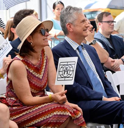 American screenwriter, television producer and director Greg Daniels (R) and his wife Susanne Daniels react to comments during an unveiling ceremony honoring Daniels with the 2,856th star on the Hollywood Walk of Fame in Los Angeles on Thursday, September 10, 2026.  LAP2026091027 JIMxRUYMEN