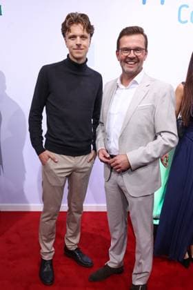 Bertelsmann Party 2026: Raphael Tigges and his son on the red carpet at the Bertelsmann Party 2026, Bertelsmann Berlin Office, September 10, 2026 Copyright: xEventpress Kratschx
