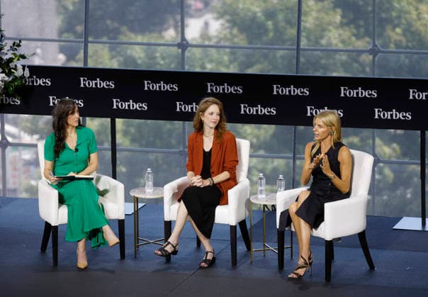 Founder & CEO Maven Clinic Kate Ryder and Chairman & CEO.CLEAR Caryn Seidman Becker speak with moderator Editor Forbes Women Maggie McGrath at the Forbes Power Women s Summit on Thursday, September 10, 2026 at Jazz at Lincoln Center in New York City.  NYP202609101021 JohnxAngelillo