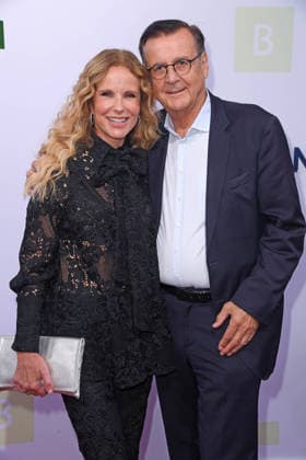 Katja Burkard with her husband Hans Mahr at the BERTELSMANN PARTY 2026 at Bertelsmann s Berlin office on September 10, 2026