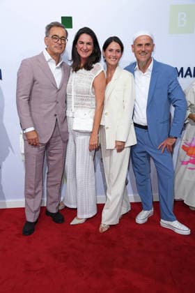 Jan Sosniok with his wife Nadine Sosniok, and Ralf Zacherl with his wife Ulrike Leifer at the BERTELSMANN PARTY 2026 at Bertelsmann’s Berlin office on September 10, 2026