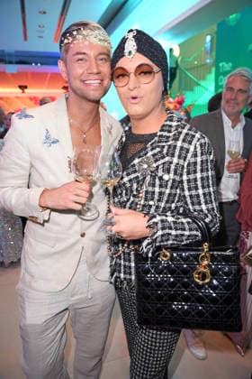 Julian F. M. Stöckel with his friend Marcell Damaschke at the BERTELSMANN PARTY 2026 at Bertelsmann’s Berlin office on September 10, 2026