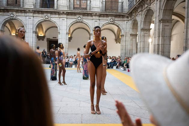 September 10, 2026, Madrid, Spain: A model parades with Dolores Cortes design during the OMODA Fashion Week en ISE San Isidro in Madrid. Madrid Spain  - ZUMAs197 20260910_aaa_s197_590 Copyright: xAtilanoxGarciax