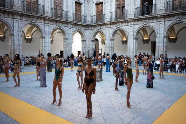 September 10, 2026, Madrid, Spain: A model parades with Dolores Cortes design during the OMODA Fashion Week en ISE San Isidro in Madrid. Madrid Spain  - ZUMAs197 20260910_aaa_s197_594 Copyright: xAtilanoxGarciax