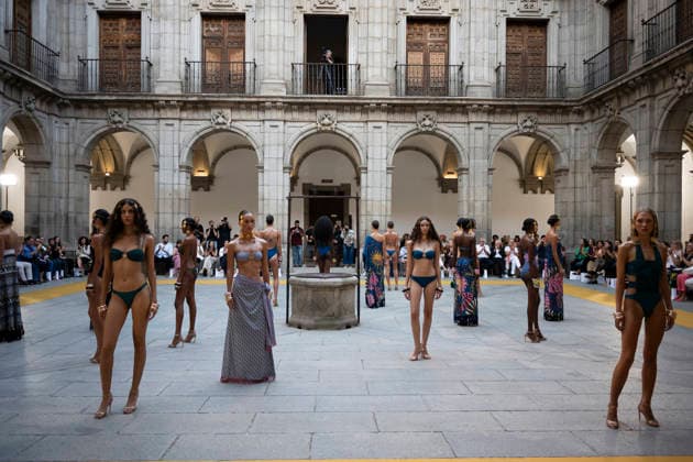 September 10, 2026, Madrid, Spain: A model parades with Dolores Cortes design during the OMODA Fashion Week en ISE San Isidro in Madrid. Madrid Spain  - ZUMAs197 20260910_aaa_s197_600 Copyright: xAtilanoxGarciax