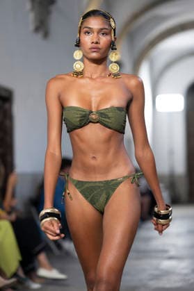 September 10, 2026, Madrid, Spain: A model parades with Dolores Cortes design during the OMODA Fashion Week en ISE San Isidro in Madrid. Madrid Spain  - ZUMAs197 20260910_aaa_s197_614 Copyright: xAtilanoxGarciax
