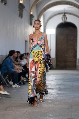 September 10, 2026, Madrid, Spain: A model parades with Dolores Cortes design during the OMODA Fashion Week en ISE San Isidro in Madrid. Madrid Spain  - ZUMAs197 20260910_aaa_s197_633 Copyright: xAtilanoxGarciax