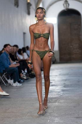 September 10, 2026, Madrid, Spain: A model parades with Dolores Cortes design during the OMODA Fashion Week en ISE San Isidro in Madrid. Madrid Spain  - ZUMAs197 20260910_aaa_s197_635 Copyright: xAtilanoxGarciax