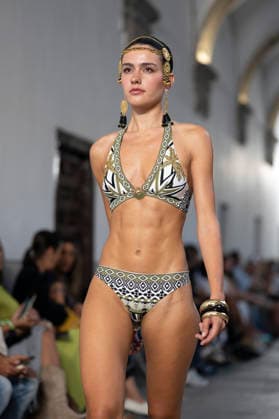 September 10, 2026, Madrid, Spain: A model parades with Dolores Cortes design during the OMODA Fashion Week en ISE San Isidro in Madrid. Madrid Spain  - ZUMAs197 20260910_aaa_s197_637 Copyright: xAtilanoxGarciax