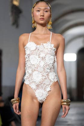 September 10, 2026, Madrid, Spain: A model parades with Dolores Cortes design during the OMODA Fashion Week en ISE San Isidro in Madrid. Madrid Spain  - ZUMAs197 20260910_aaa_s197_642 Copyright: xAtilanoxGarciax