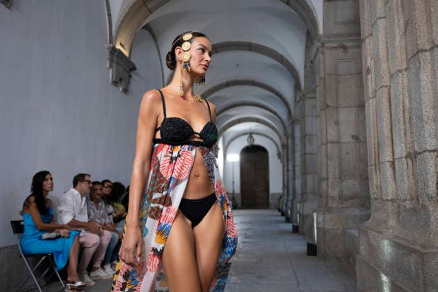 September 10, 2026, Madrid, Spain: A model parades with Dolores Cortes design during the OMODA Fashion Week en ISE San Isidro in Madrid. Madrid Spain  - ZUMAs197 20260910_aaa_s197_645 Copyright: xAtilanoxGarciax