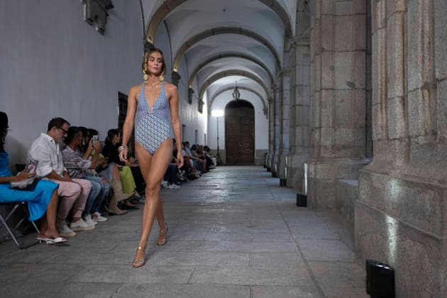September 10, 2026, Madrid, Spain: A model parades with Dolores Cortes design during the OMODA Fashion Week en ISE San Isidro in Madrid. Madrid Spain  - ZUMAs197 20260910_aaa_s197_647 Copyright: xAtilanoxGarciax