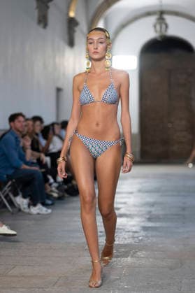 September 10, 2026, Madrid, Spain: A model parades with Dolores Cortes design during the OMODA Fashion Week en ISE San Isidro in Madrid. Madrid Spain  - ZUMAs197 20260910_aaa_s197_653 Copyright: xAtilanoxGarciax