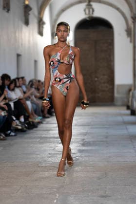 September 10, 2026, Madrid, Spain: A model parades with Dolores Cortes design during the OMODA Fashion Week en ISE San Isidro in Madrid. Madrid Spain  - ZUMAs197 20260910_aaa_s197_656 Copyright: xAtilanoxGarciax