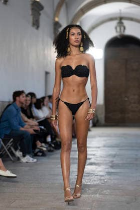 September 10, 2026, Madrid, Spain: A model parades with Dolores Cortes design during the OMODA Fashion Week en ISE San Isidro in Madrid. Madrid Spain  - ZUMAs197 20260910_aaa_s197_662 Copyright: xAtilanoxGarciax