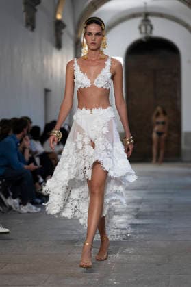 September 10, 2026, Madrid, Spain: A model parades with Dolores Cortes design during the OMODA Fashion Week en ISE San Isidro in Madrid. Madrid Spain  - ZUMAs197 20260910_aaa_s197_665 Copyright: xAtilanoxGarciax