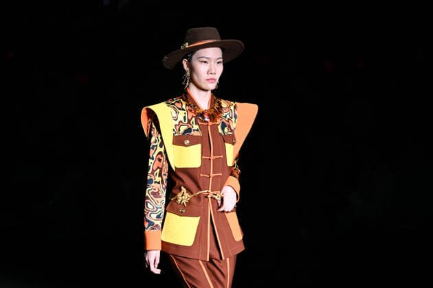 BEIJING, CHINA - SEPTEMBER 10: Models display designs during the Zhu Bingren Jingpai Rongzhuang fashion show at SS2027 Beijing Fashion Week on September 10, 2026 in Beijing, China. The collection features fused copper art and a unique color system by designer Zhu Bingren.  Copyright: xChinaxNewsxServicex 111665695020