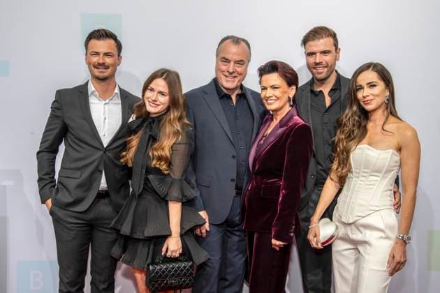 The ABB BERTELSMANN family—Esther, Clemens Toennies, Margit Toennies, Maximilian Toennies, and Olivia Toennies—attended the Bertelsmann Party 2026 at the Bertelsmann Repraesentanz on September 10, 2026, in Berlin, Germany