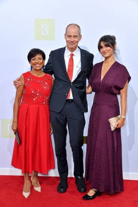 Shobhna Mohn, Christoph Mohn, and Vanessa Mohn at the 2026 Bertelsmann Party at the Bertelsmann representative office in Berlin on September 10, 2026