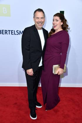 Sebastian Fitzek with his wife, Linda Fitzek, at the Bertelsmann Party 2026 at the Bertelsmann representative office in Berlin on September 10, 2026
