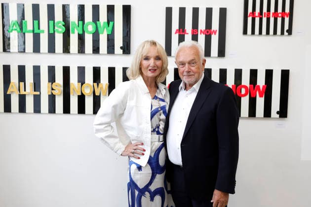 September 10, 2026, Caroline Beil, actress, opening of the All is Now exhibition featuring her own artwork at the Heartspace Kunstraum gallery in Berlin, graphic paintings, with Wolfgang Kubicki and his wife Anette, FDP, Berlin, Germany