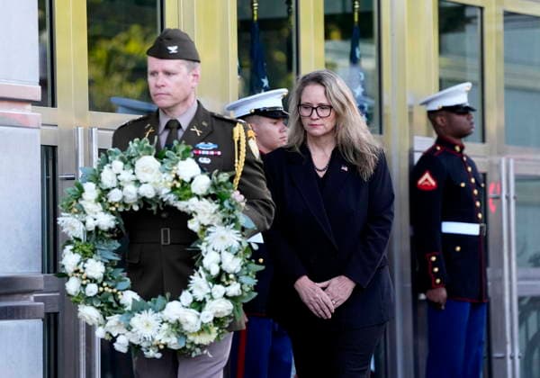 September 11, 2026, Ottawa, On, Canada: Erika Olson, Deputy Chief of Mission, makes her way to place a wreath during a commemoration of the 25th anniversary of 9 11, at the U.S. Embassy in Ottawa, on Friday, Sept. 11, 2026. Ottawa Canada - ZUMAc35_ 20260911_zaf_c35_004 Copyright: xJustinxTangx
