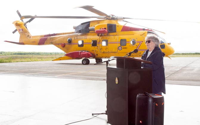 September 11, 2026, Gander, Nl, Canada: Governor General Louise Arbour speaks at Canadian Forces Base 9 Wing Gander, in Gander, N.L., on Friday, Sept. 11, 2026. Gander Canada  - ZUMAc35_ 20260911_zaf_c35_010 Copyright: xPaulxDalyx